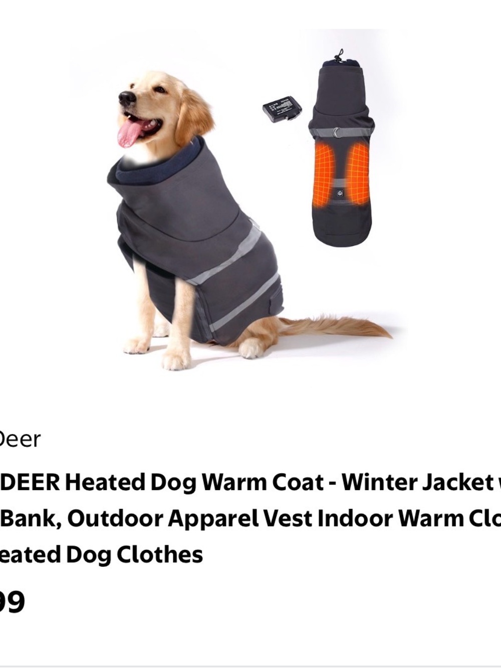 Heated Dog Warm Coat - Gray Heated Winter Jacket